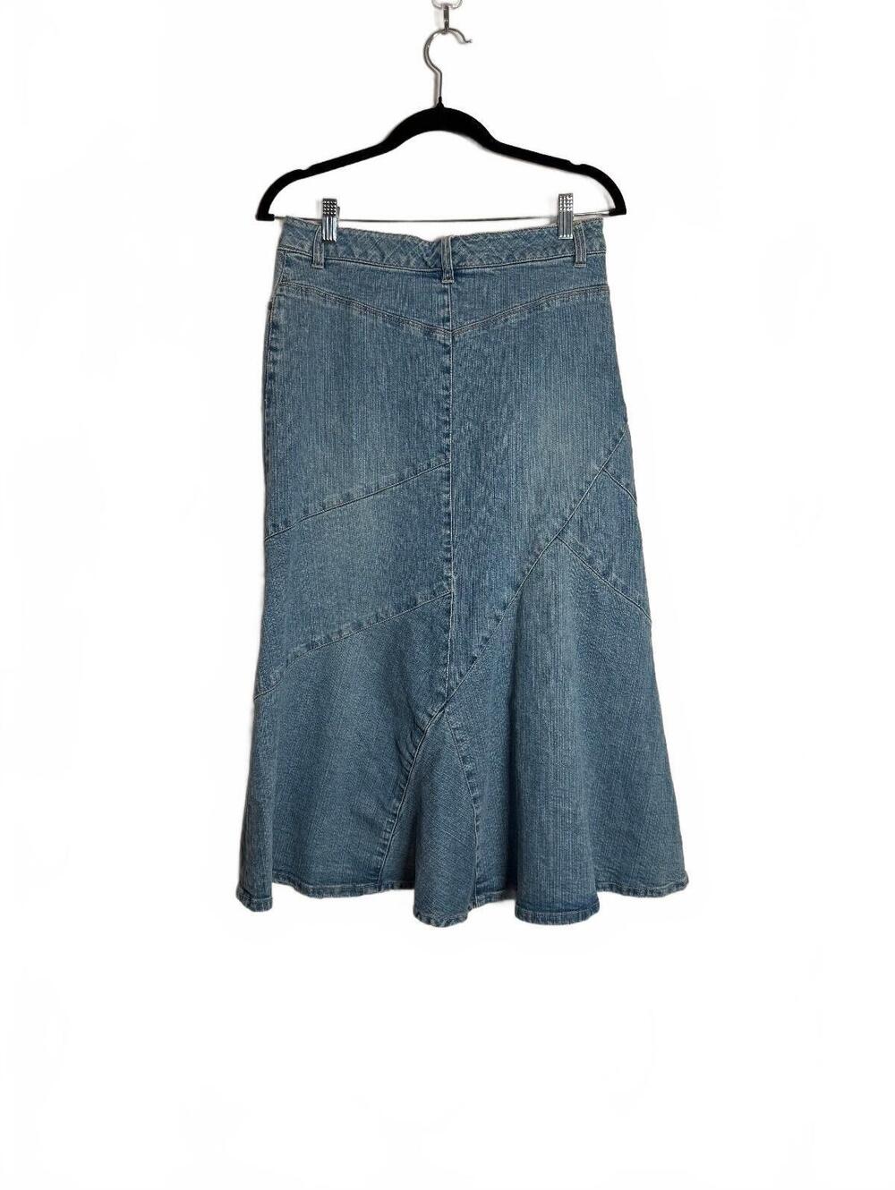 Vintage Blue Denim Romantic Coquette Midi Skirt - Picture 3 of 4